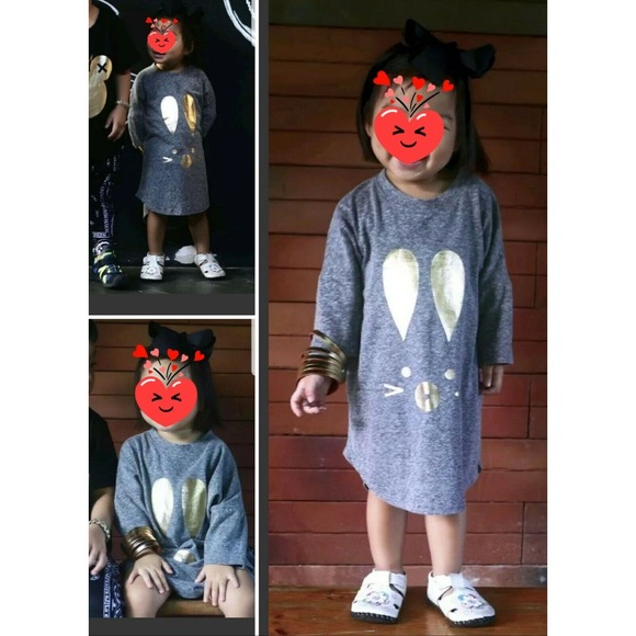 BABY GIRL'S HUXBABY CUTE BUNNY RABBIT DROP BACK HI-LOW TEE TUNIC DRESS "1" 12M - Picture 8 of 8